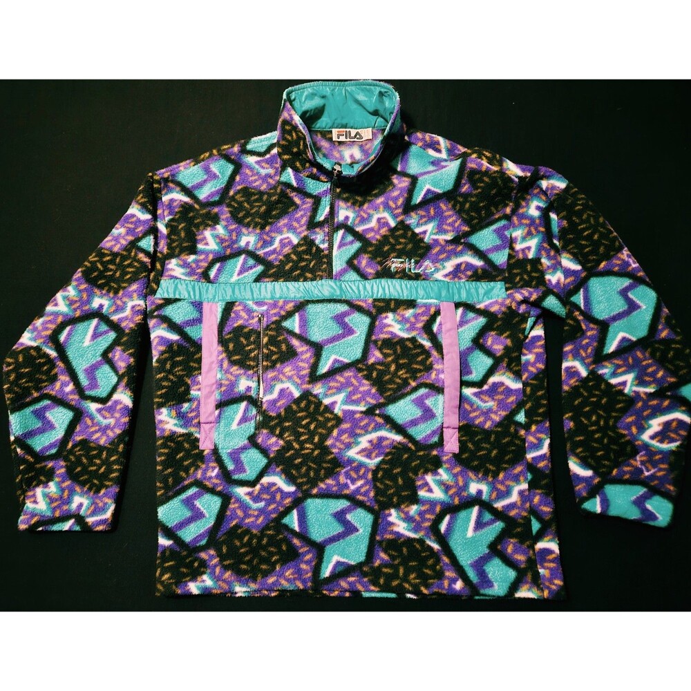 Vintage 90s FILA "Magic" Neon Memphis Milano Geometric Fleece (Patagonia style)